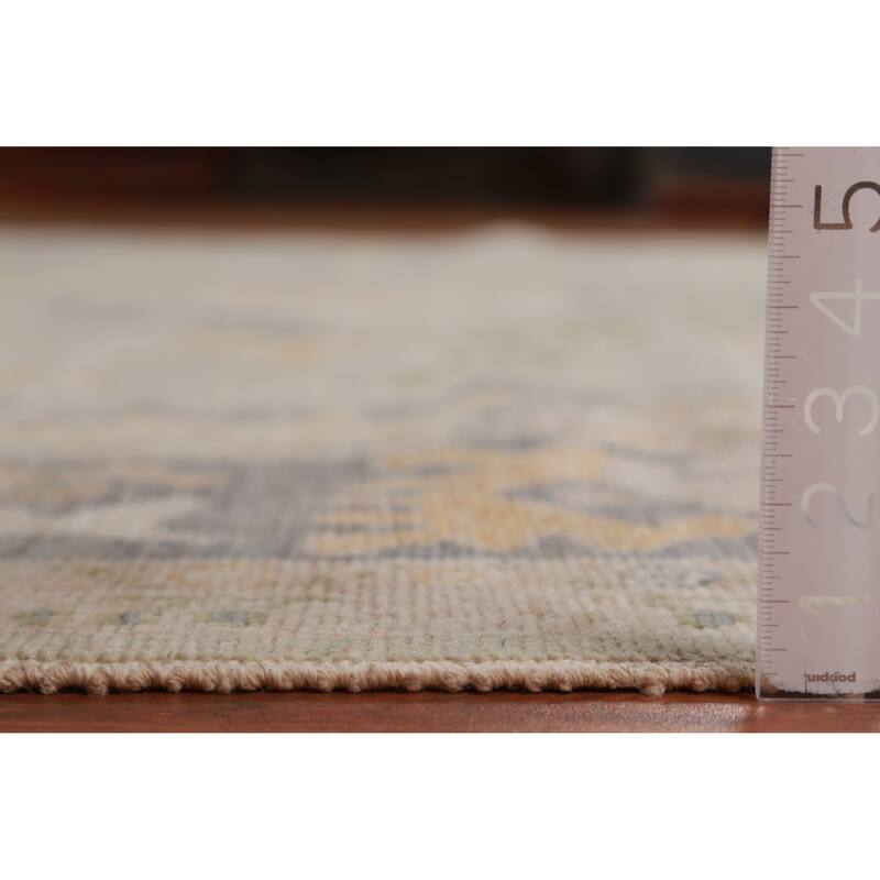 Hand Knotted Oriental 100% Wool Carpet Transitional All-Over Green Oushak Area Rug - 12' 0'' X 9' 3''