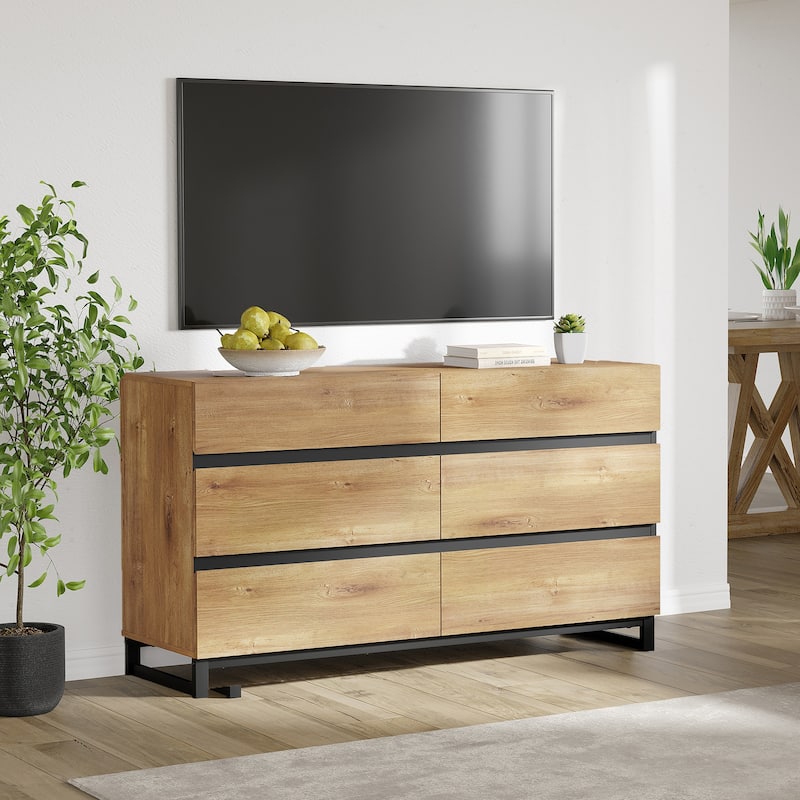 WAMPAT Modern TV Stand for TVs up to 110 inch, Entertainment Center with Drawers , Wood Media TV Console for Living Room