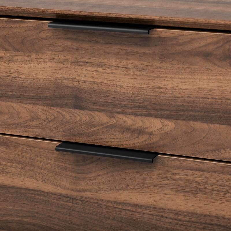 Modern TV Stand for TVs Up to 75", Media Console with Glass Doors, Drawers & Storage Cabinet