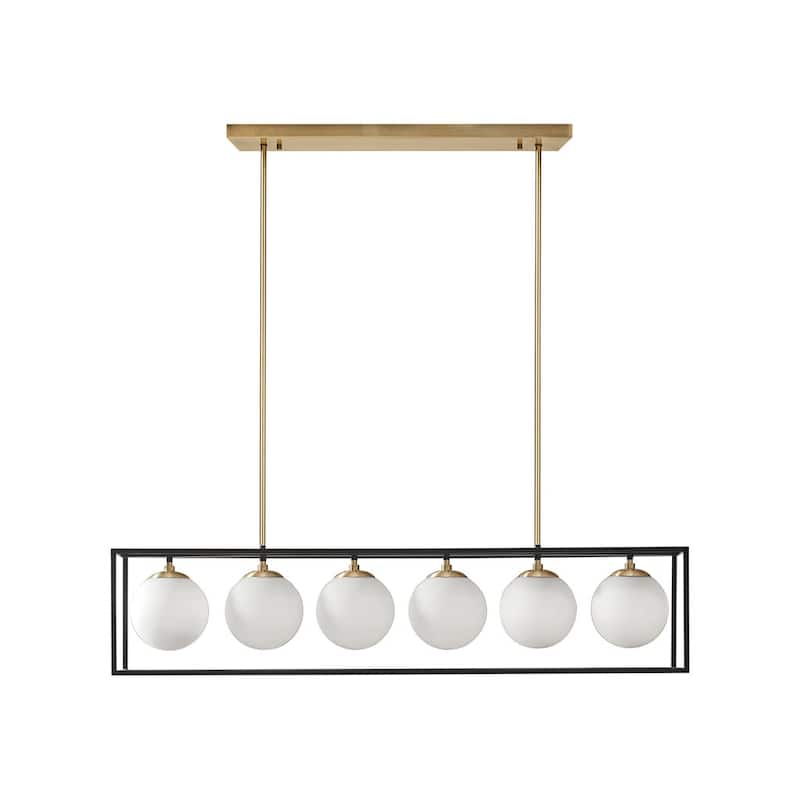 Helena 6-Light Frosted Glass Globe Linear Chandelier for living room,bedroom,and dining room
