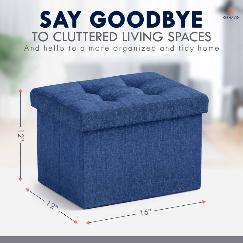 2 Pack Small Rectangle Foldable Storage Ottoman