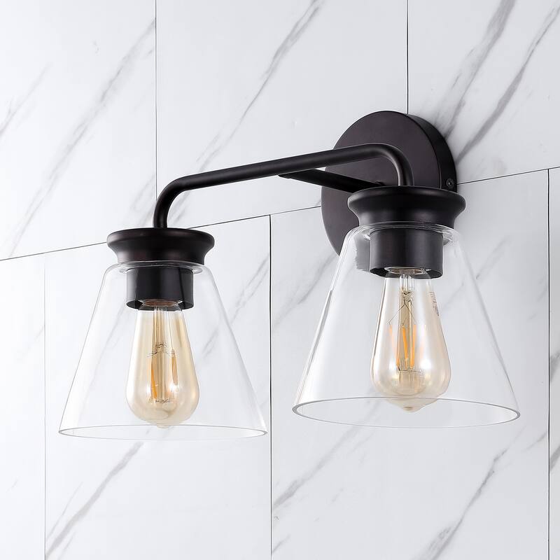 Kondo 6.38" Modern Farmhouse Iron LED Vanity, Oil Rubbed Bronze/Clear by JONATHAN Y