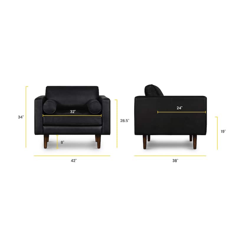 Poly & Bark Napa Lounge Chair (Set of 2) - Full Grain Genuine Italian Leather