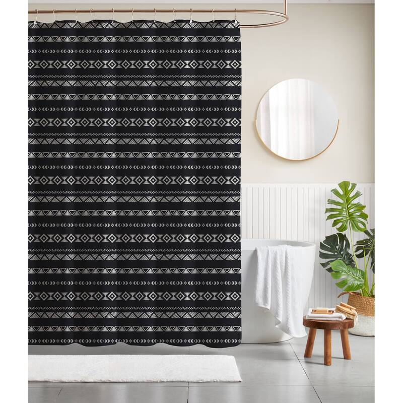DESIGN STUDIO Printed Polyester Canvas Shower Curtain