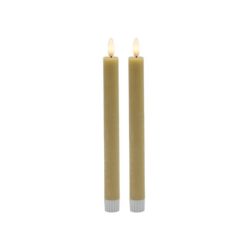 Medium Flameless LED Taper Candles - 8.5" - Champagne Gold - Set of 2