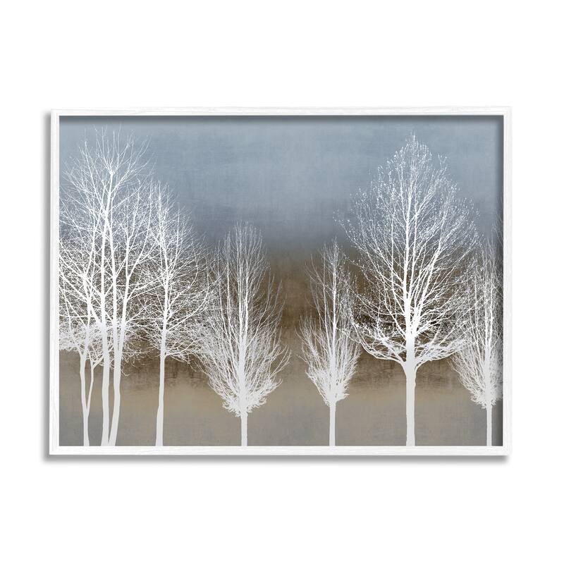 Stupell Abstract Forest Line White Bare Tree Silhouettes Framed Wall Art - 24 x 30 - White