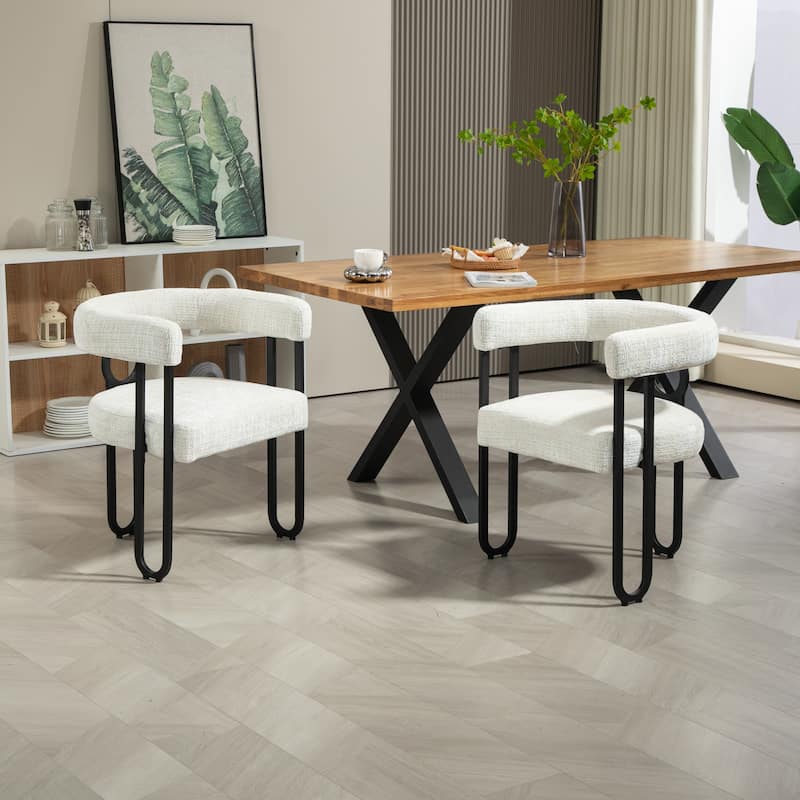 Chenille/Leather Upholstered Contemporary Designed Side Dining Chairs（set of 2）
