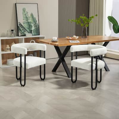 Chenille/Leather Upholstered Contemporary Designed Side Dining Chairs（set of 2）