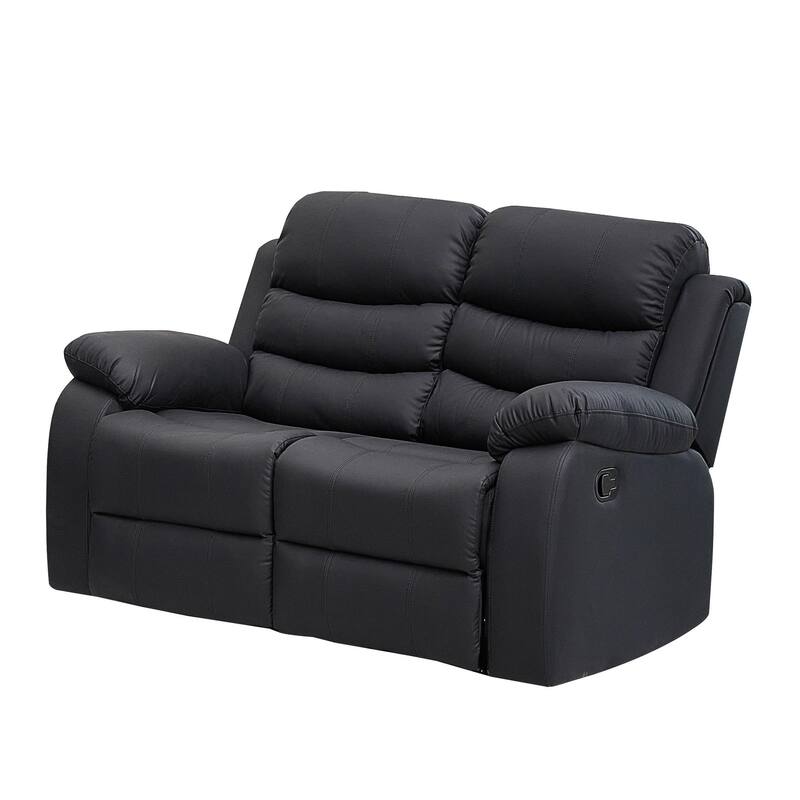 Selena Vinyl 3-Position Comfort Reclining Loveseat - Black