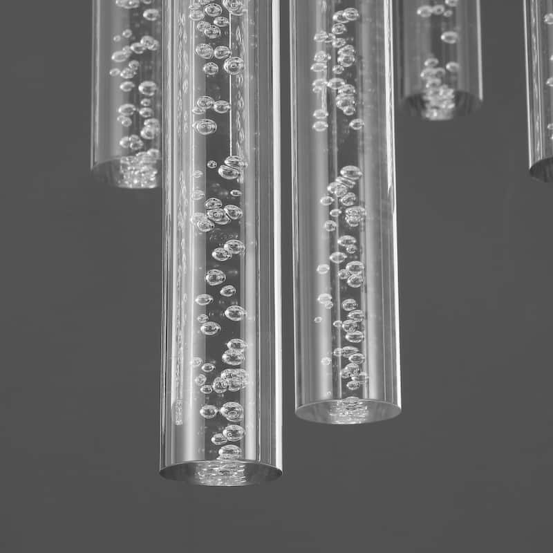 SAFAVIEH Couture Thekla Acrylic 9-Light Chandelier - 17 In. W x 17 In. D x 17/65 In. H - Black