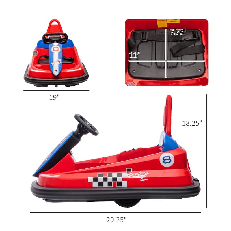 Toddler Bumper Car Electric Bumper Car with 360° Spins, Red Kids Ride-On Car with Water-Resistant Wheels