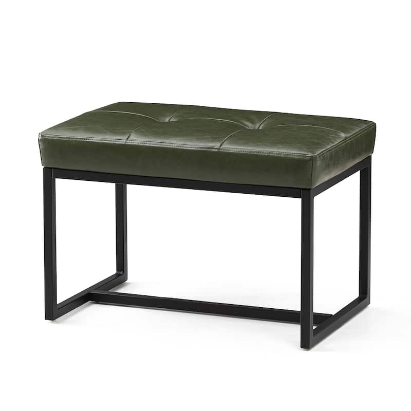 Glitzhome 24"W Modern PU Leather Button-tufted Ottoman Foot Stool