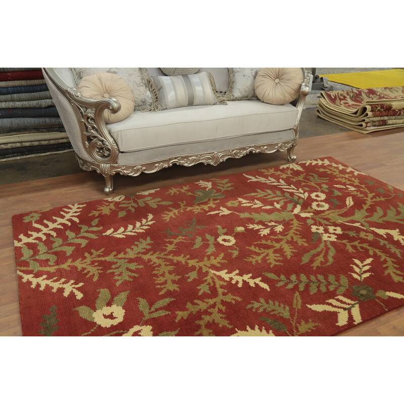 Handmade Floral Indian Area Rug 5x9 - 8' 10'' X 5' 5''