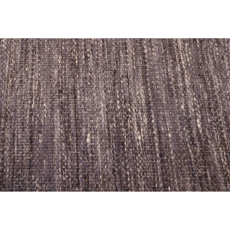 ECARPETGALLERY Flat-Weave Nevada Dark Grey Wool Kilim - 7'8 x 10'3