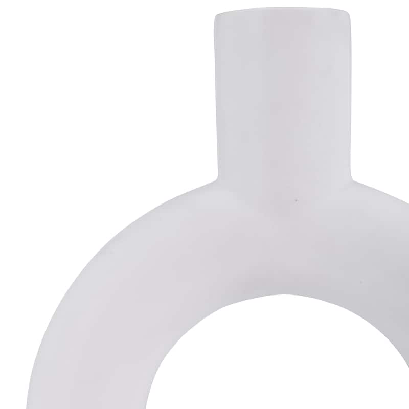 Sagebrook Home Neutral Modern Ceramic Table Accent Round Cut-Out Vase