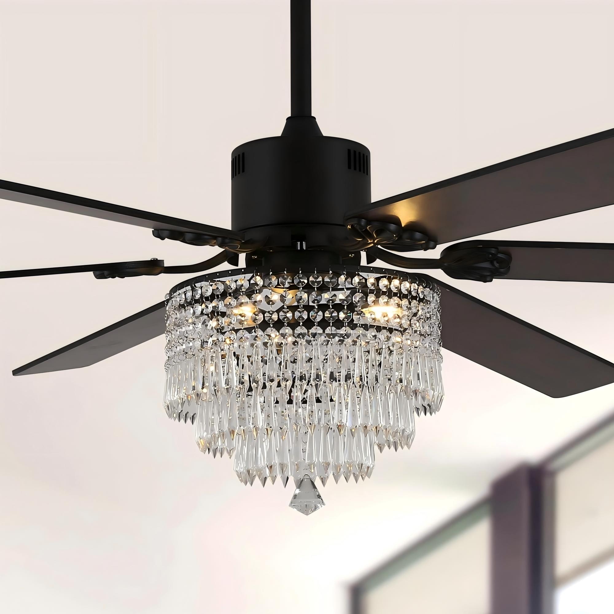 Oaks Aura 65in.Modern Glam Crystal Reversible Ceiling Fan with Lights,6-Speed Latest DC Motor Quiet Ceiling Fan with Remote