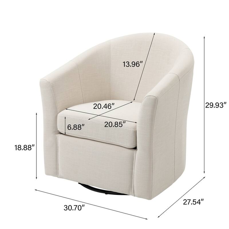 UIXE Swivel Barrel Accent Chair with Metal Base - 30.7"W x 29.9"H x 27.5"D
