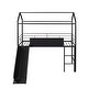preview thumbnail 11 of 36, Metal House Loft Bed With Slide, Twin Size