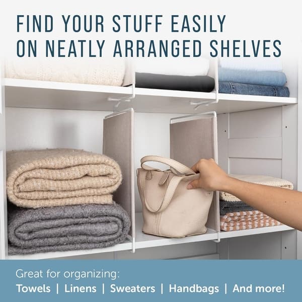 SSAWcasa 8-Pack Wire Shelf Dividers - White Metal Closet Organizers For Purses, Clothes, Towels