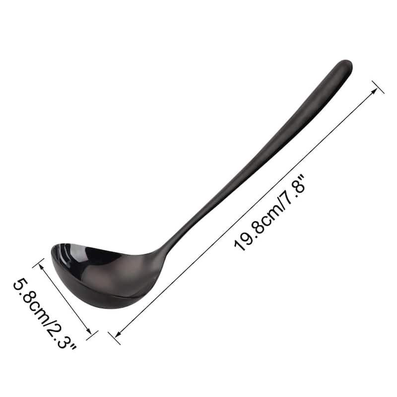 7.8" Stainless Steel Soup Spoon Ladle Kitchen Serving Tool - 7.8" x 2.3"(L*W) - Black