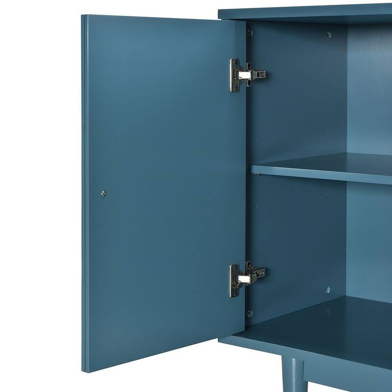 60" Modern 4-Door with Convex Pattern Doors and Silver Handles Buffet/Sideboard