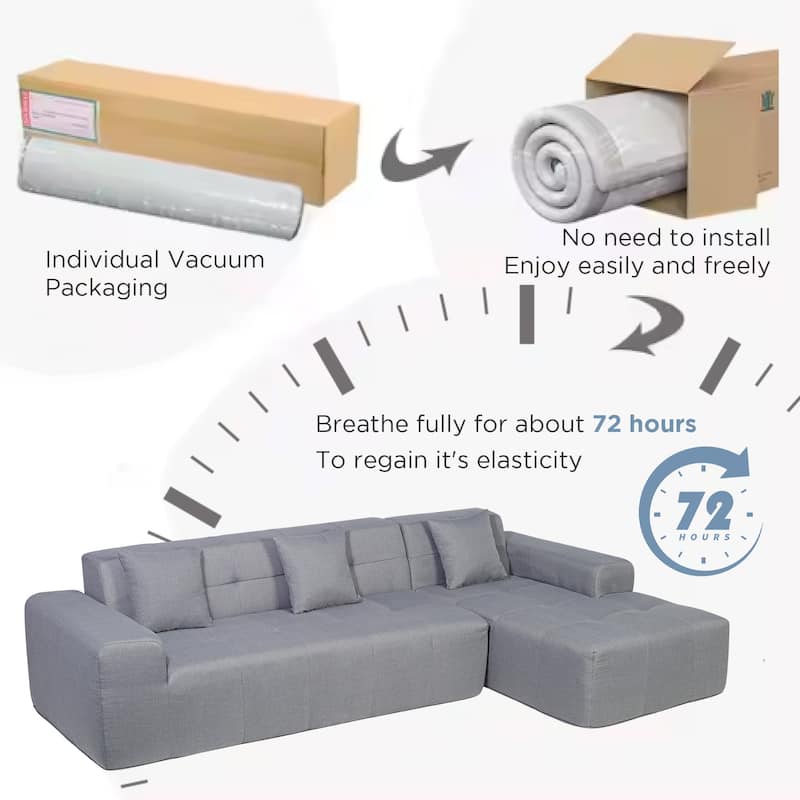 Outdoor Modern Sectional Sofa with L-Shape Chaise, Minimalist Modular Couch, No Assembly Required