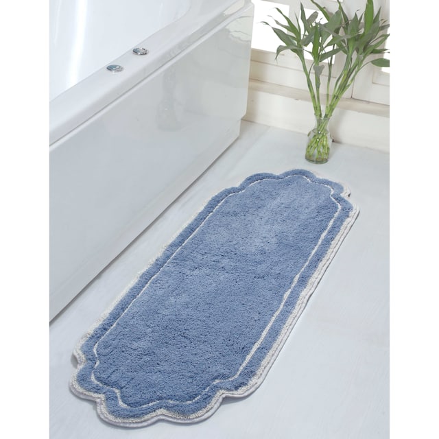 Home Weavers Allure Collection Absorbent Cotton, Machine Washable and Dry Bath Rugs - 21"x54" - Blue