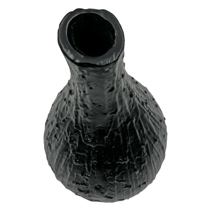 12 Inch Tall Decorative Handmade Aluminum Bottle Flower Vase in Black