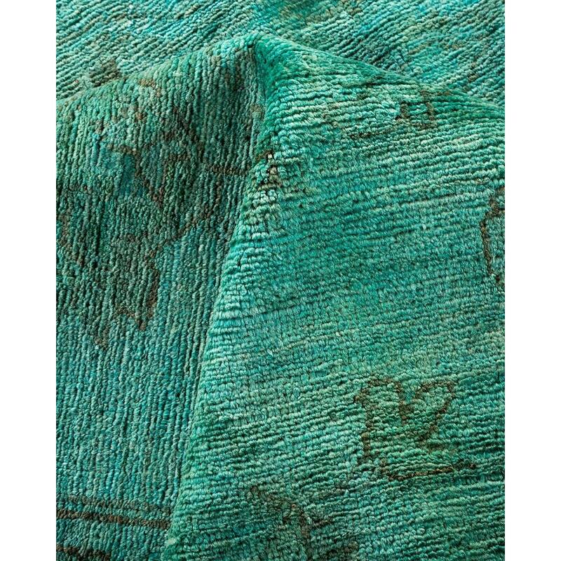 Overton Hand Knotted Wool Vintage Inspired Modern Contemporary Overdyed Blue Area Rug - 12' 1" x 14' 9"