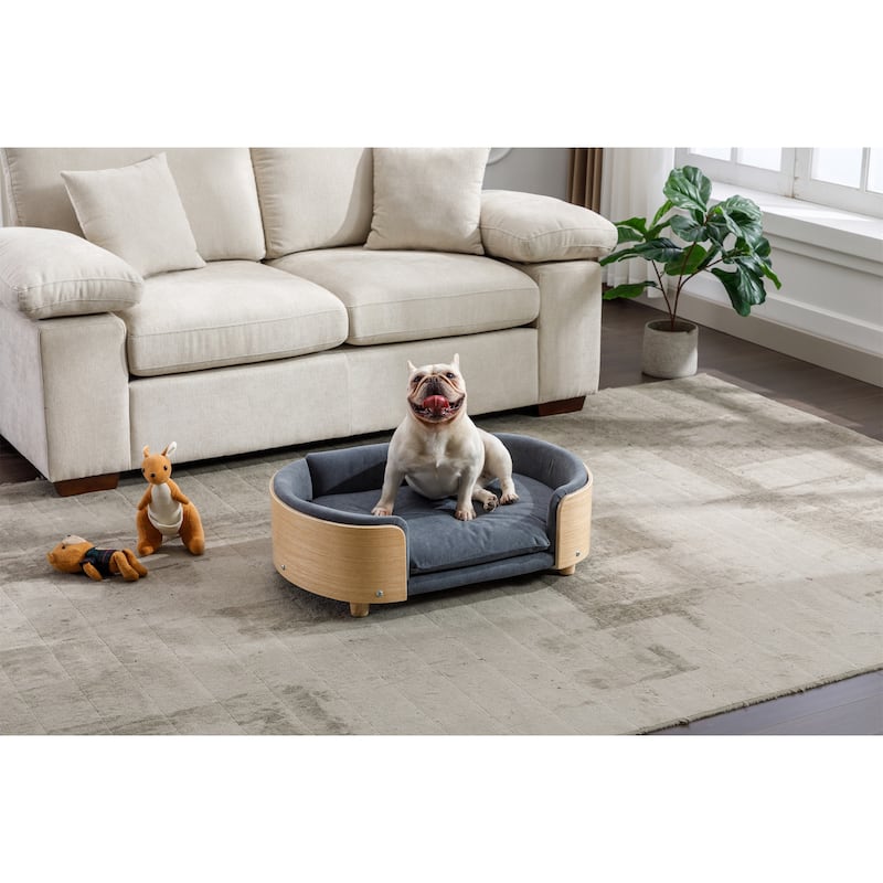 Scandinavian style Elevated Dog Bed Pet Sofa - DARK GREY