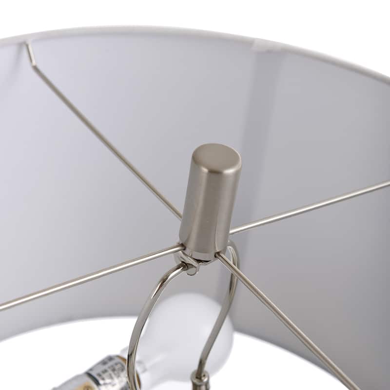 Cigala Silver - Conical Driftwood Stamped Resin Table Lamp with Brushed Chrome Accents - White Shade