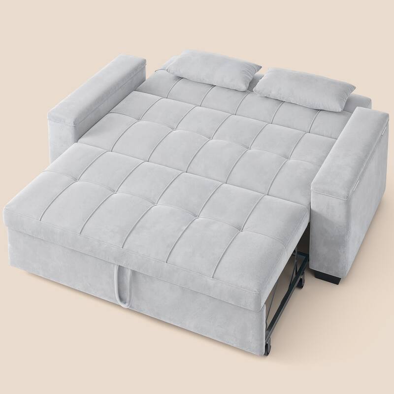 3 in 1 Convertible Sofa Bed Futon Couches with Reclining Backrest, Loveseat Sleeper Sofabed with Pull Out Couch