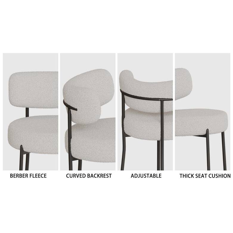 63" medieval modern cream style MDF dining table and 6 sets of circular cushioned armless dining chairs