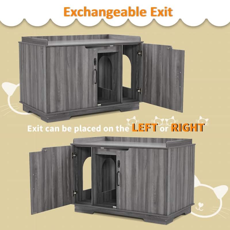 MCombo X-Large Cat Litter Box Furniture Hidden with Top Opening & Divider, Particle Board, CT37