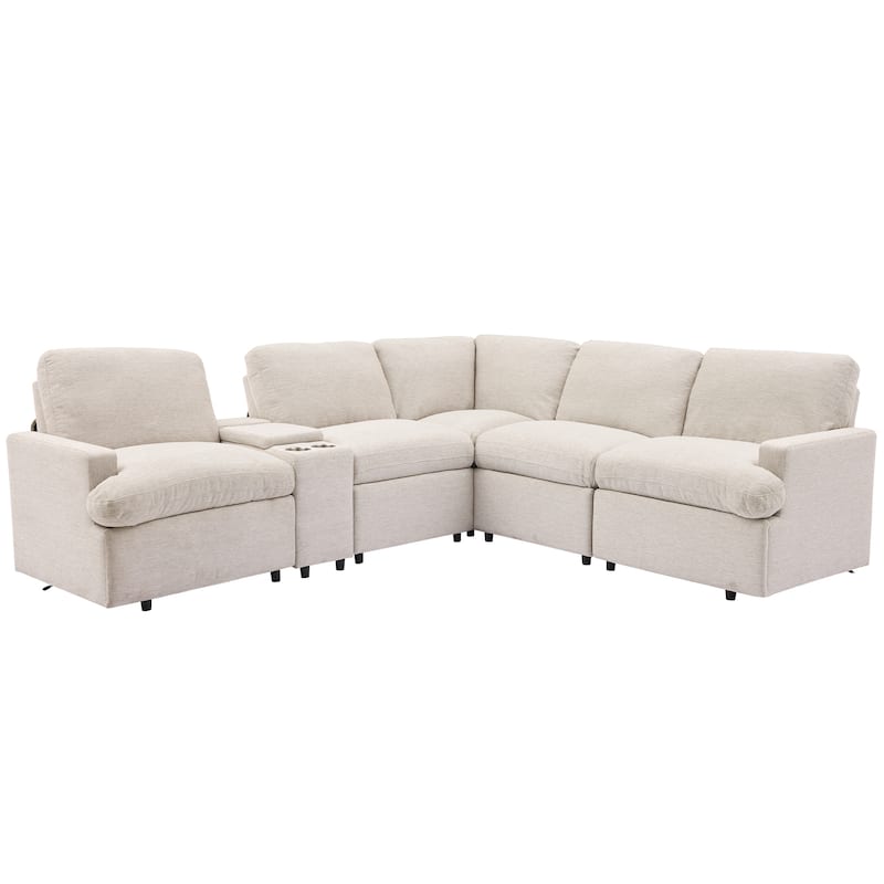 Roomfitters Power Recliner Corner Sofa with Storage Box, Cup Holders, USB Ports, and Power Socket, Perfect for Home Theater