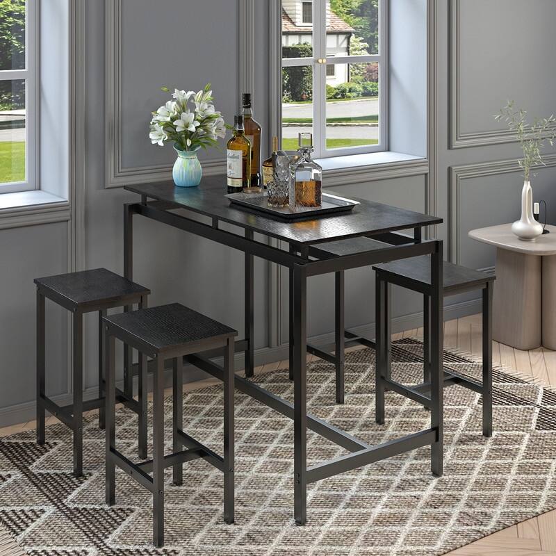 5-piece Kitchen Dining Sets with 4 Bar Stools Bar