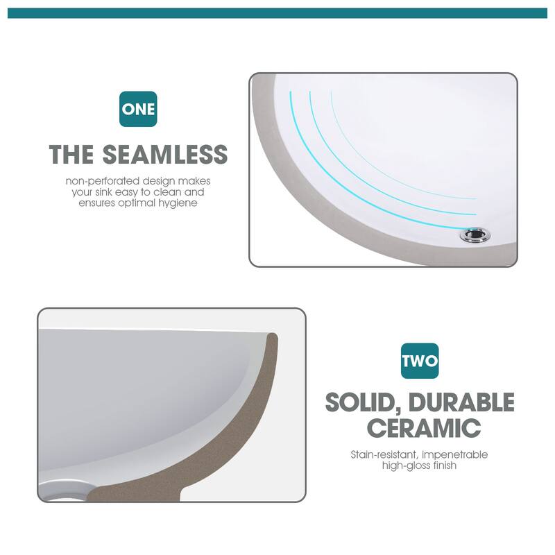 Vanityfair 18 in. Undermount Oval Bathroom Sink with Overflow in White Ceramic