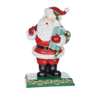 11" jolly santa with present tabletop christmas figurine