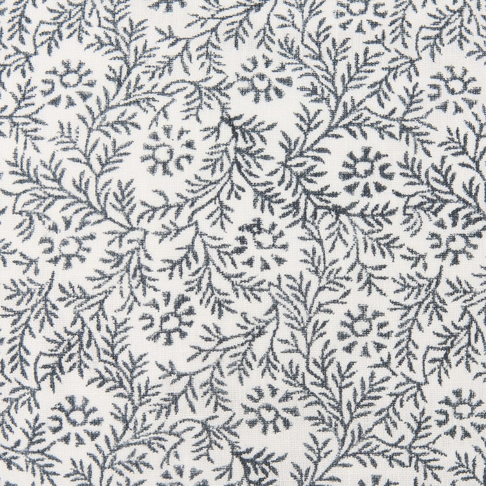 Jayne Cream w/ Indigo Print Linen Lumbar Decorative Pillow Cover