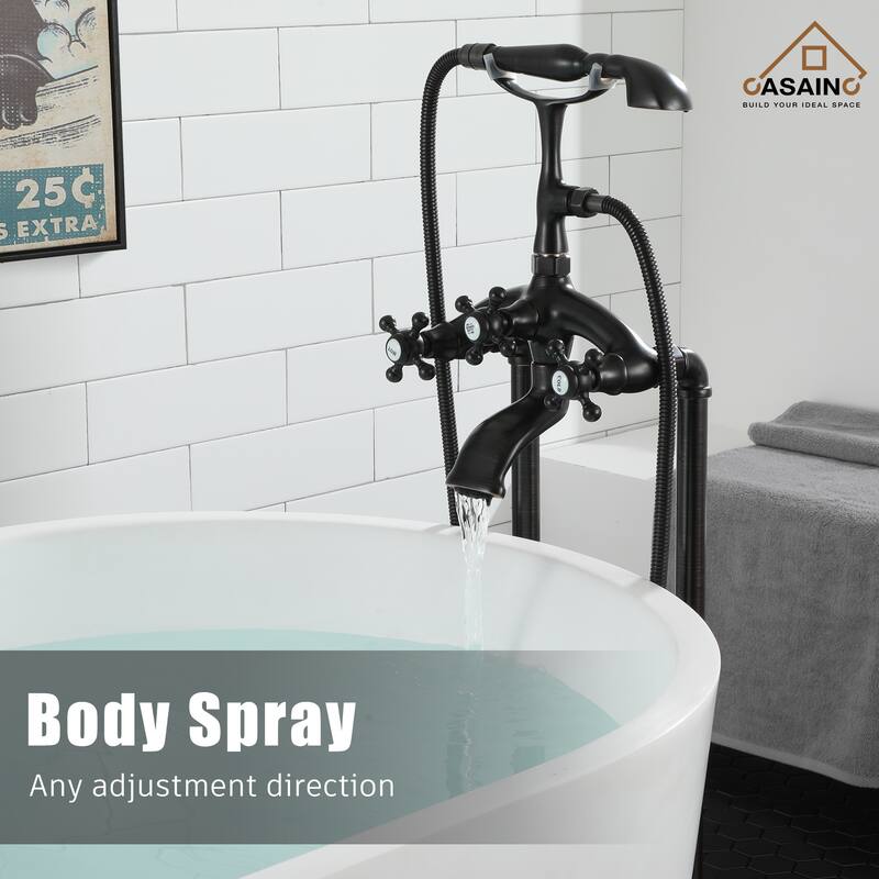 3-Handle Luxury Claw Foot Freestanding Tub Faucet