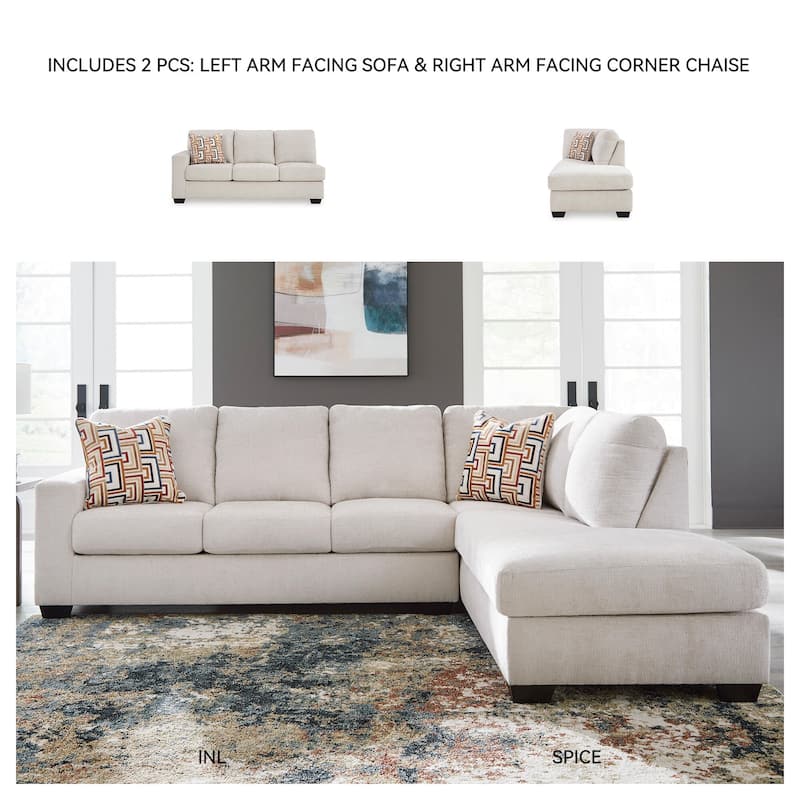 Signature Design by Ashley Aviemore 2-Piece Sectional with Chaise - 110"W x 90"D x 37"H