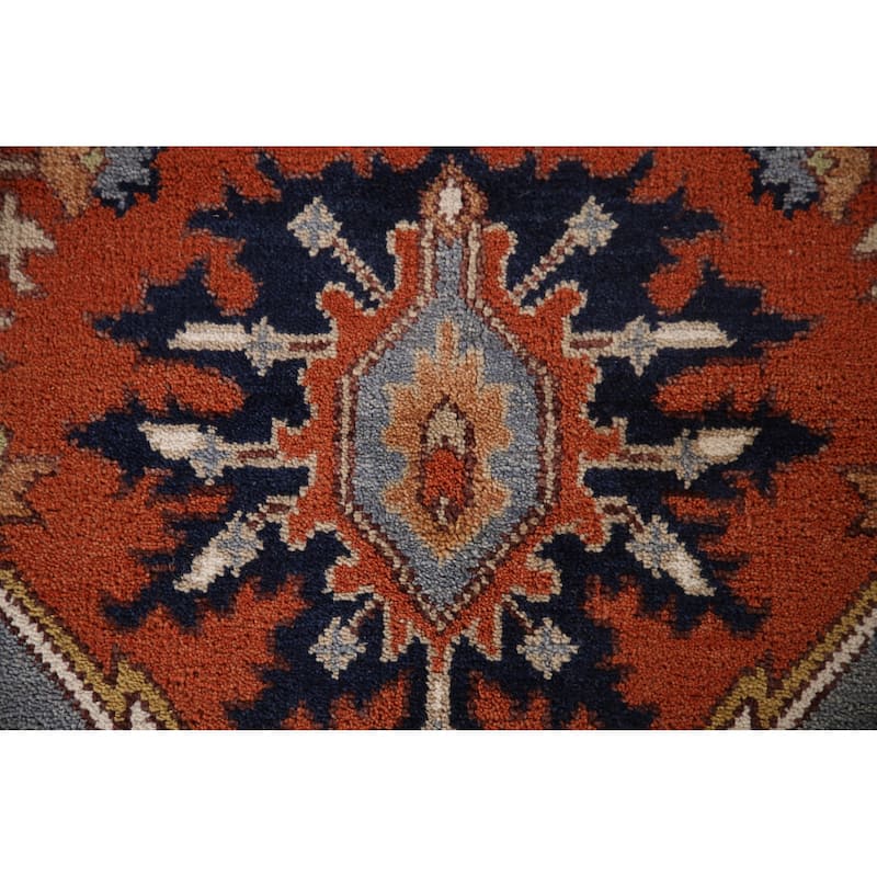 Orange Heriz Serapi Oriental Area Rug Hand-Knotted Wool Carpet - 9'0"x 11'11"
