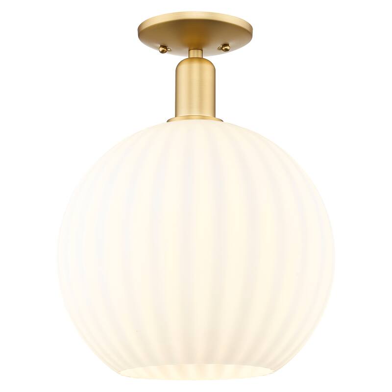 Innovations Lighting Endless Possibilities Arcadia - White Venetian - 1 Light 12" Semi-Flush Mount - Satin Gold