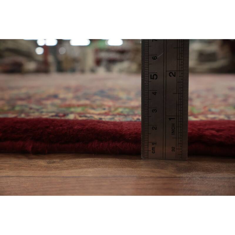 Hand Knotted Oriental 100% Wool Carpet Traditional Floral Red Isfahan Area Rug - 14' 9'' X 10' 5''