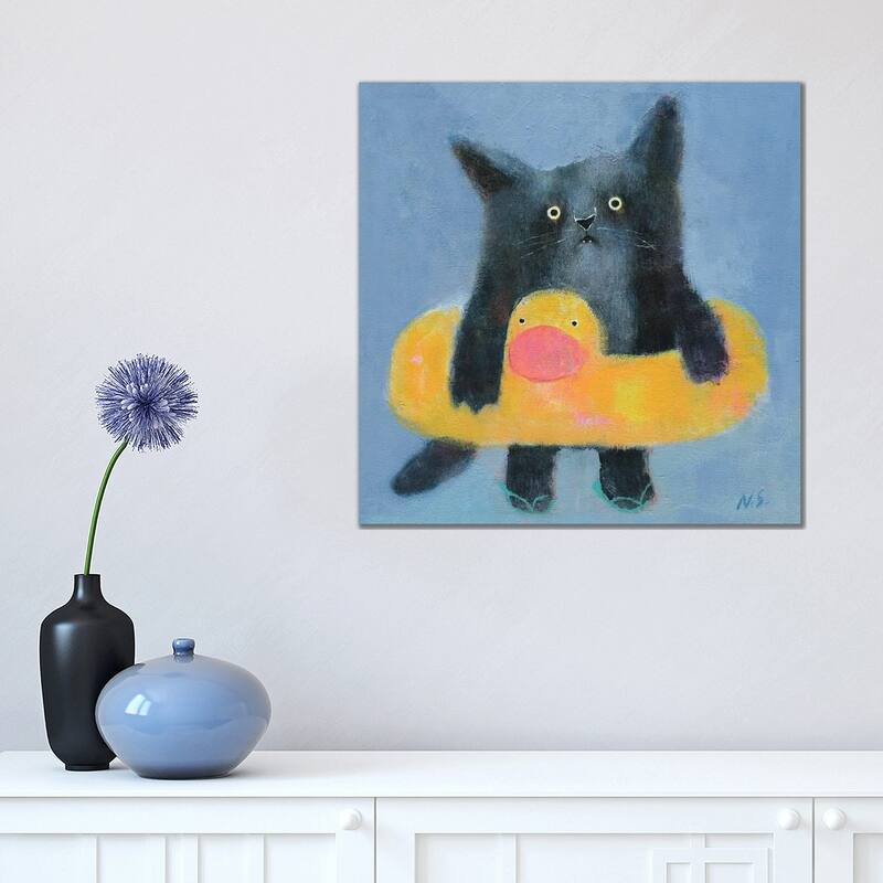 iCanvas "Black Cat With Bath Tube" by Natalia Shaloshvili Canvas Print - 18x18x1.5
