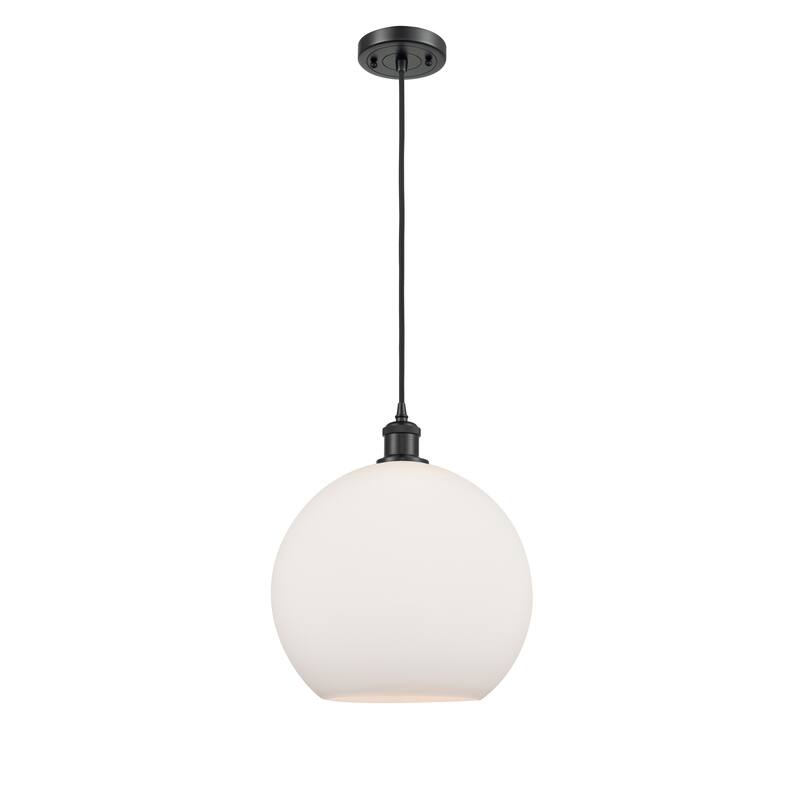 Innovations Lighting Ballston Athens 1 Light 12" Cord Hung Mini Pendant - Matte White/Matte Black