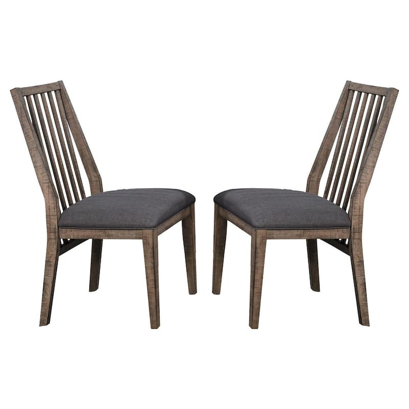 Brown/Gray Fabric Upholstered Wood Frame Dining Chair, Set of 2, Sturdy Dining Chair for Dining Rooms - 19.5