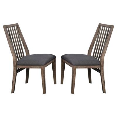 Brown/Gray Fabric Upholstered Wood Frame Dining Chair, Set of 2, Sturdy Dining Chair for Dining Rooms - 19.5