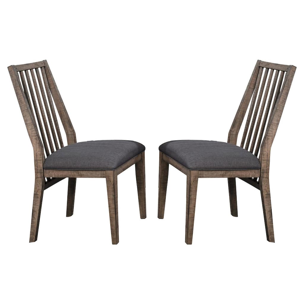 Brown/Gray Fabric Upholstered Wood Frame Dining Chair, Set of 2, Sturdy Dining Chair for Dining Rooms - 19.5
