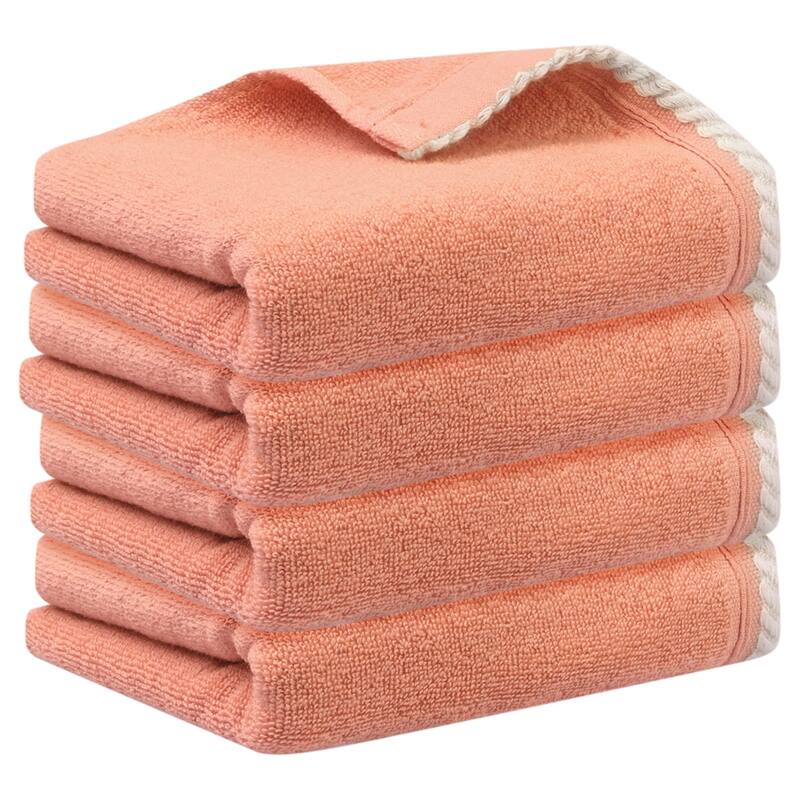 Solid Cotton Hand Towels, Absorbent and Quick Drying Towel for Bathroom, Travel, Camp 14" x 28" Light Red